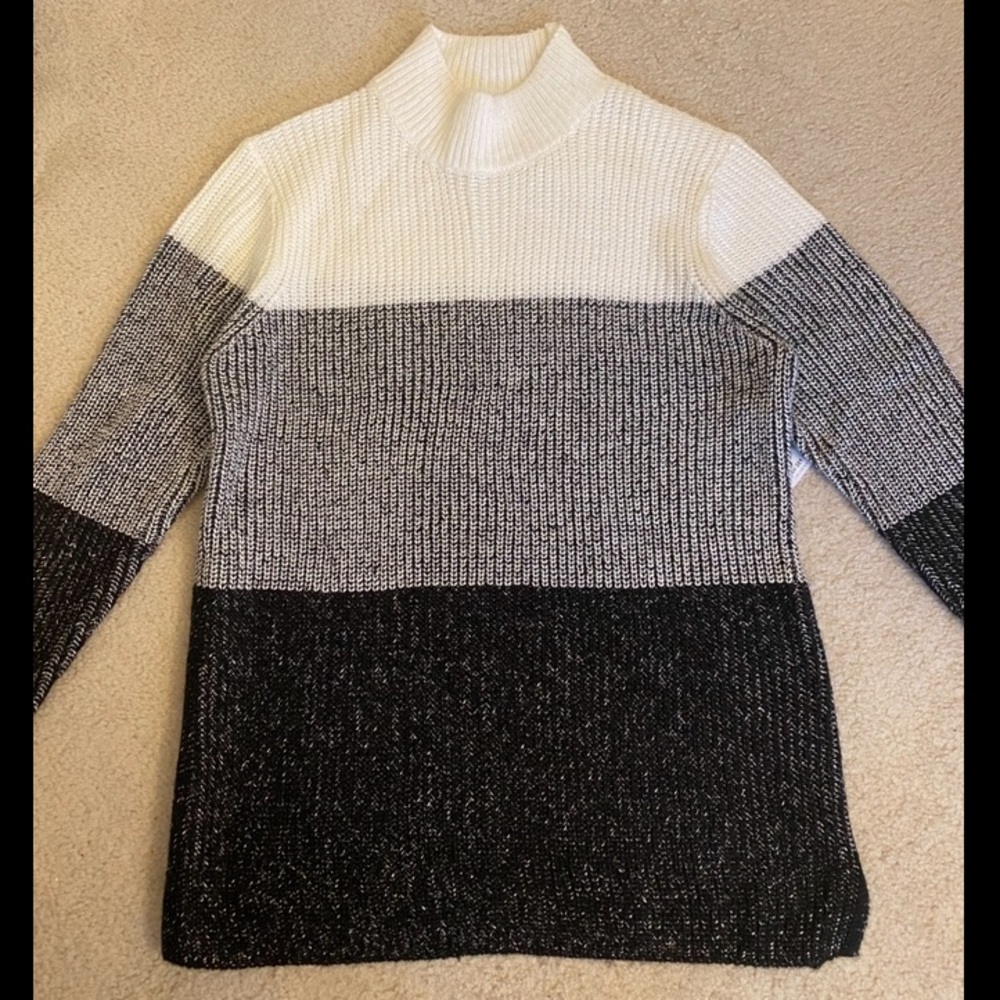 Calvin Klein Color-Block Mock Neck Sweater